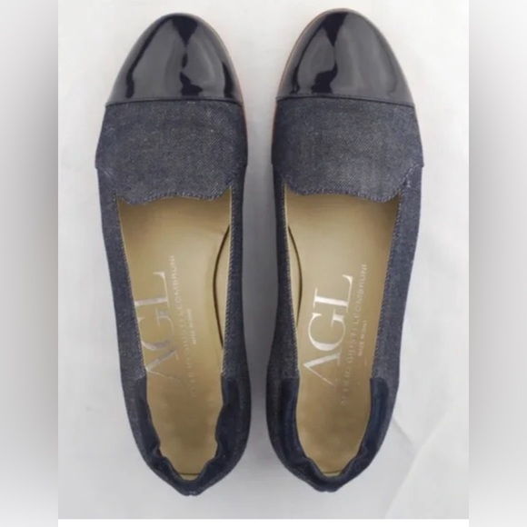 AGL Women's Navy Denim Flats - Picture 2 of 12